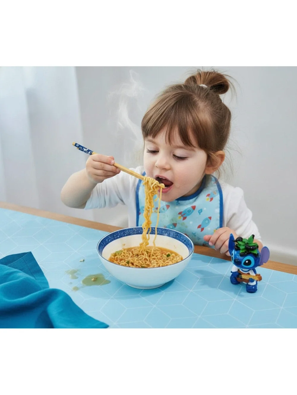 Disney Stitch Ceramic Bowl with Chopsticks Set 30 oz